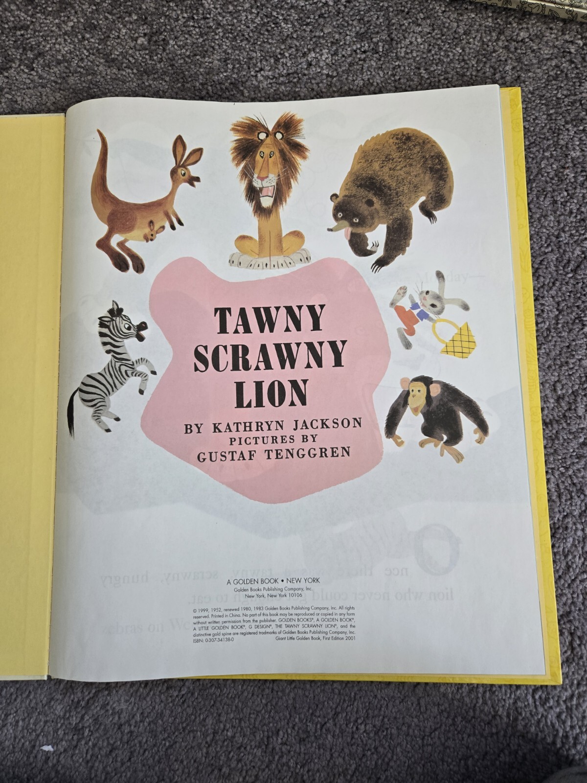 2 Giant Little Golden Books, Saggy Baggy Elephant, Tawny Scrawny Lion, 13.5×16″