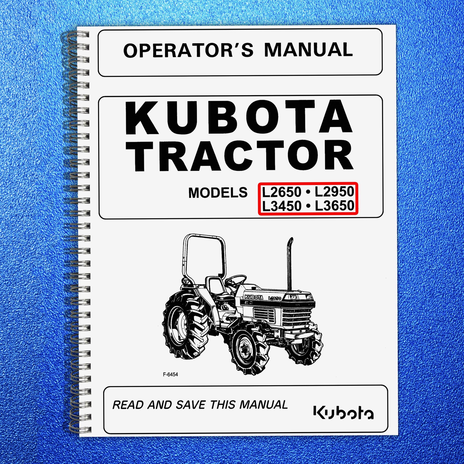 KUBOTA L2650 L2950 L3450 L3650 OPERATORS MANUAL – WIRE FIXED – TOUGH COVERS