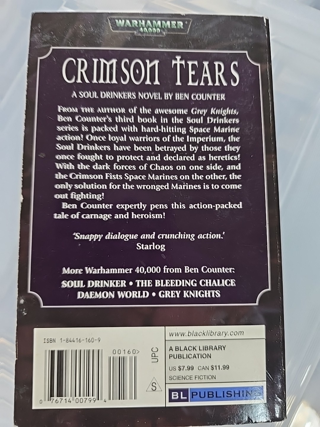 Warhammer 40k Crimson Tears by ben counter Black Library 2005 PB SOUL DRINKERS