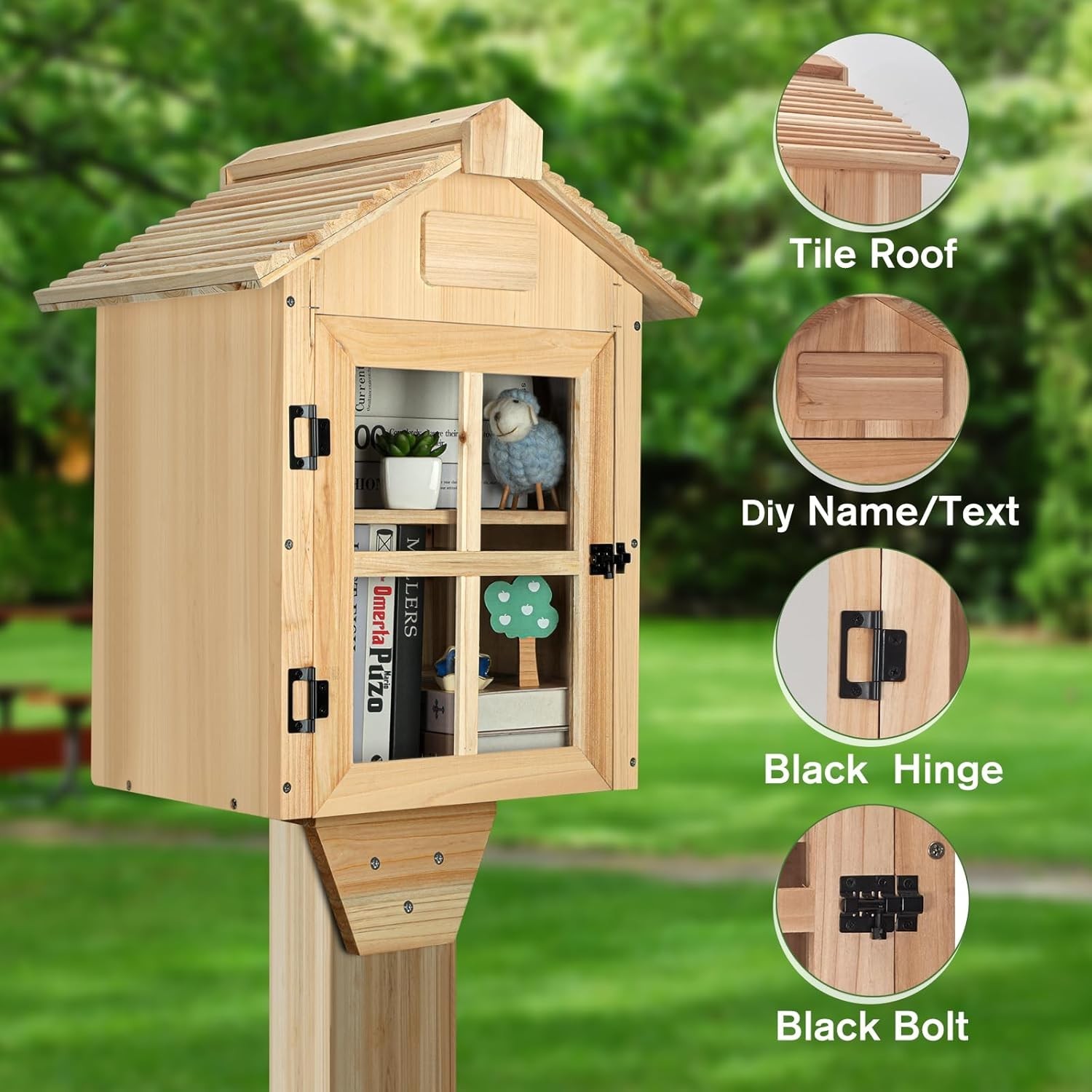 Little Library Box Outdoor Free Library Kit,Double Literature Little Library wit