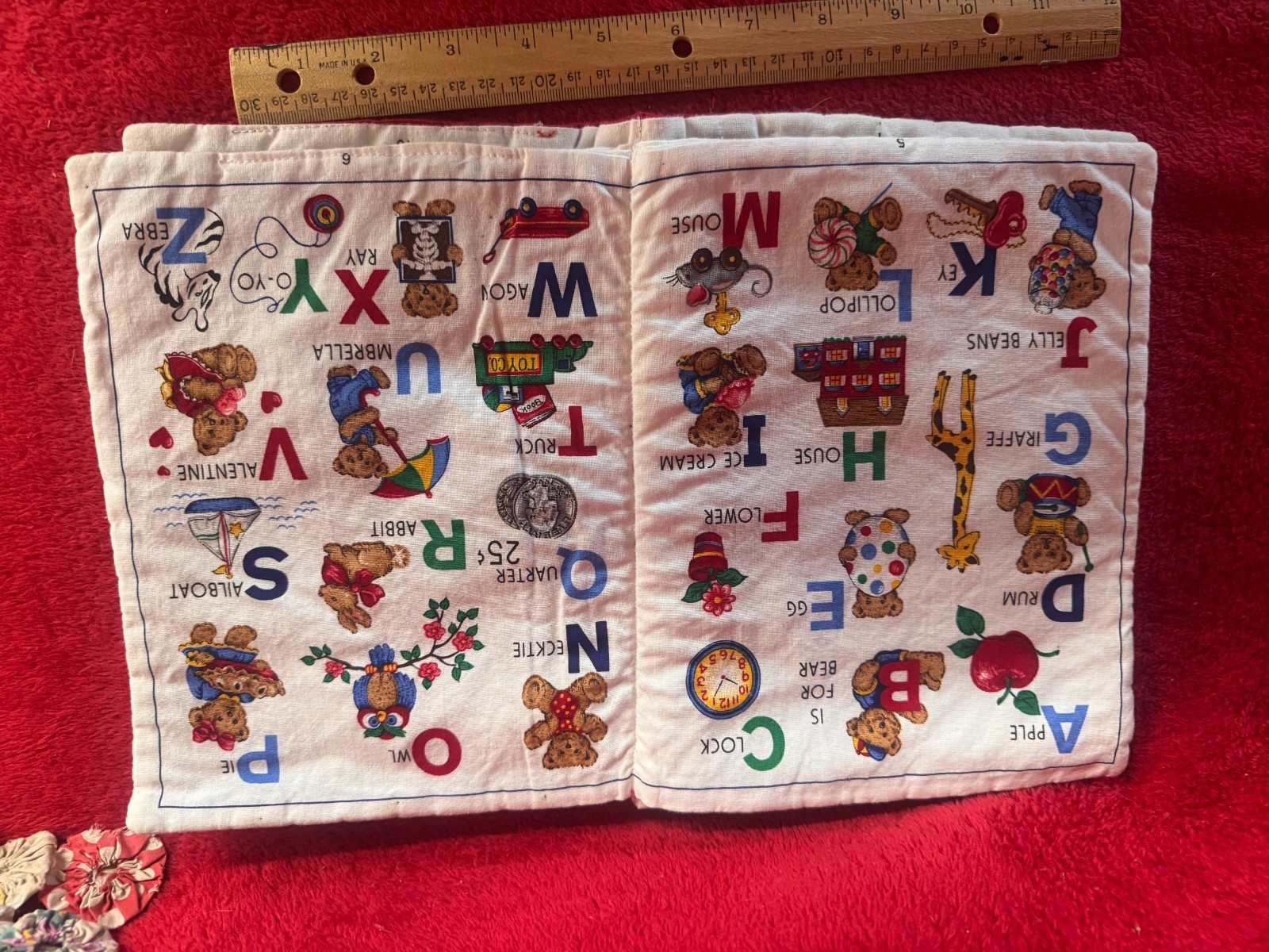 Quilted Learning with Teddy Soft Book ABCs Letters Numbers Learning Book