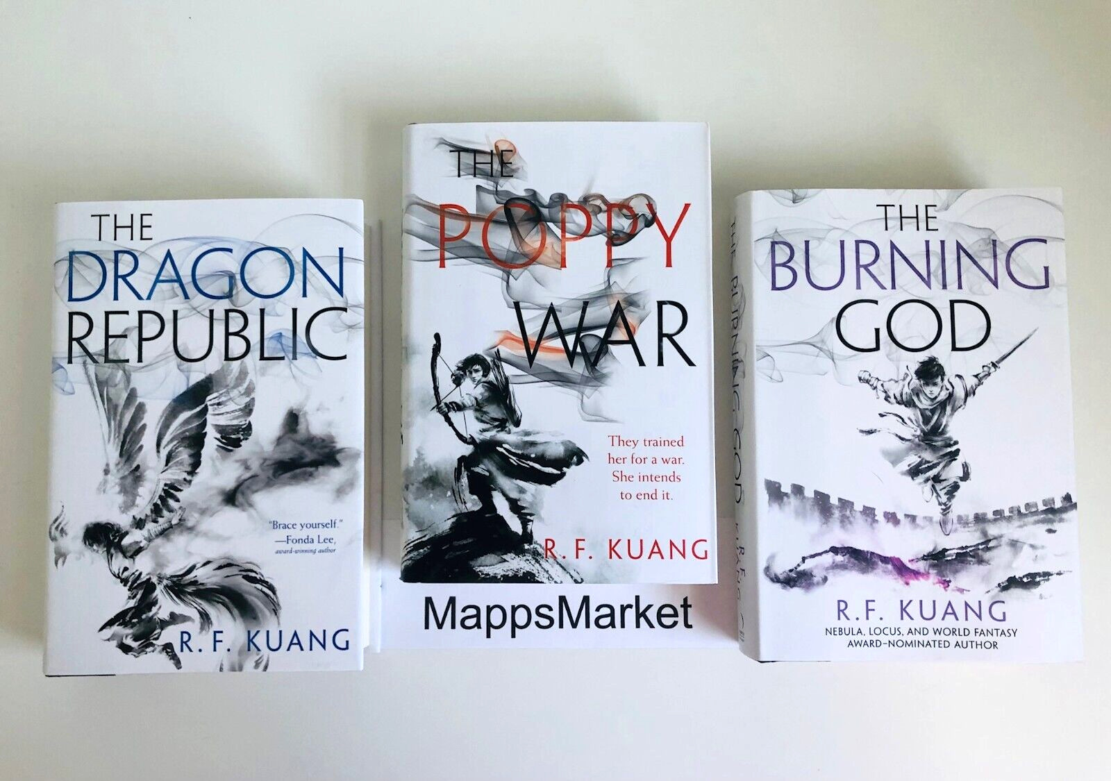 SIGNED The Poppy War, Dragon Republic, Burning God by R. F. Kuang HC ~ INSCRIBED