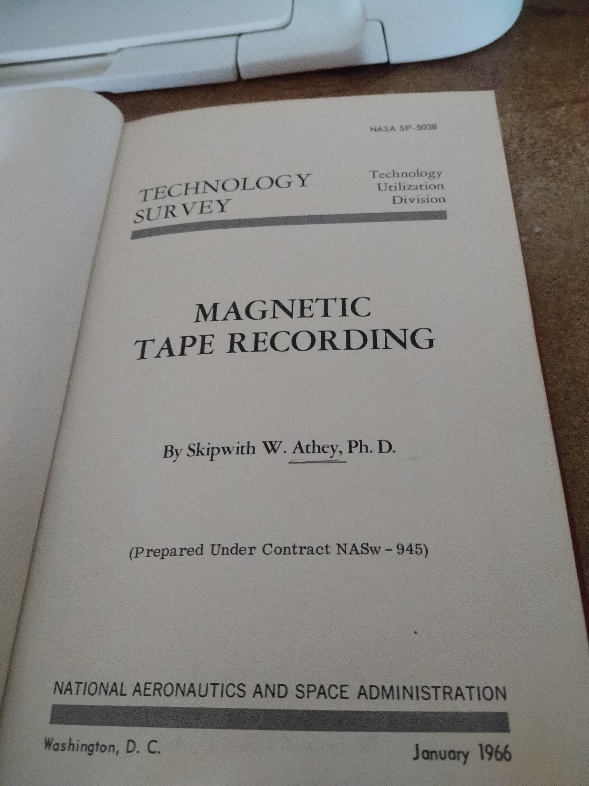 Magtnetiic Tape Recording by Skipwith W. Athey, Ph.D. 1966