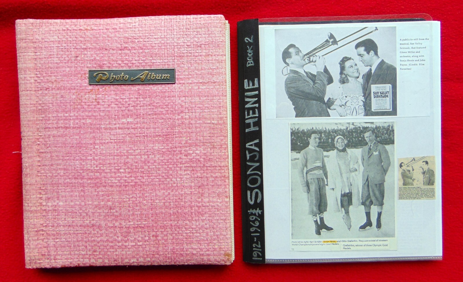 SONA HENIE ~ 2 BOOKS ~ 12 RARE STUDIO 8 x 10 PHOTOS ~ 78 TOTAL PAGES MEMORABILIA