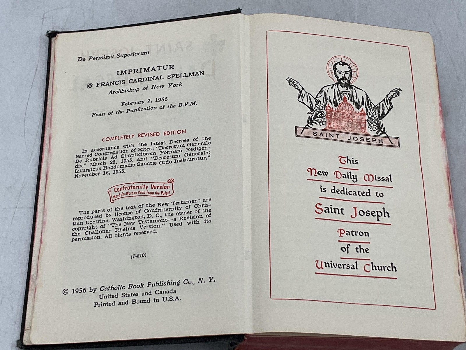 Saint Joseph Daily Missal Saint Joseph 1956 Hardcover Catholic Book