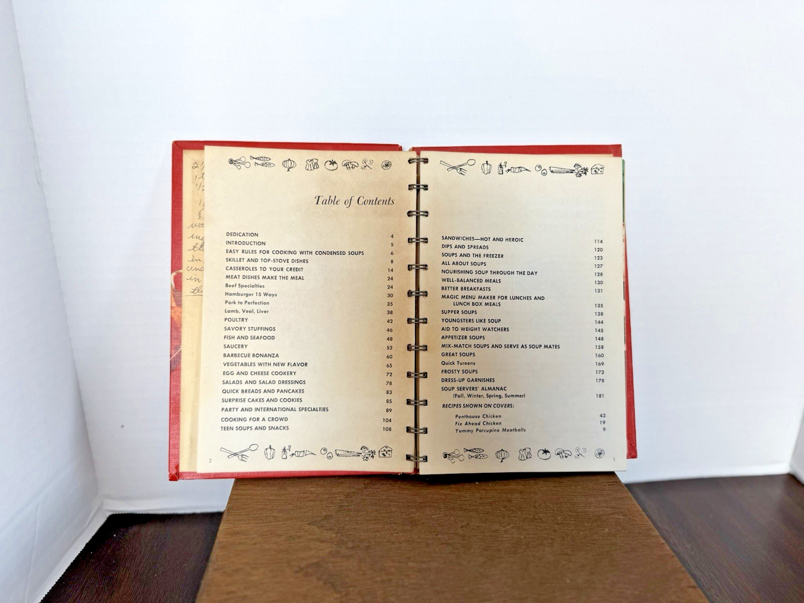 Campbell Cookbook, Cooking with Soup, Spiral Hardcover, Handwritten Recipes