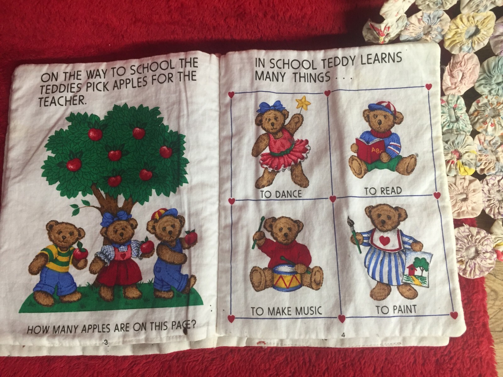 Quilted Learning with Teddy Soft Book ABCs Letters Numbers Learning Book