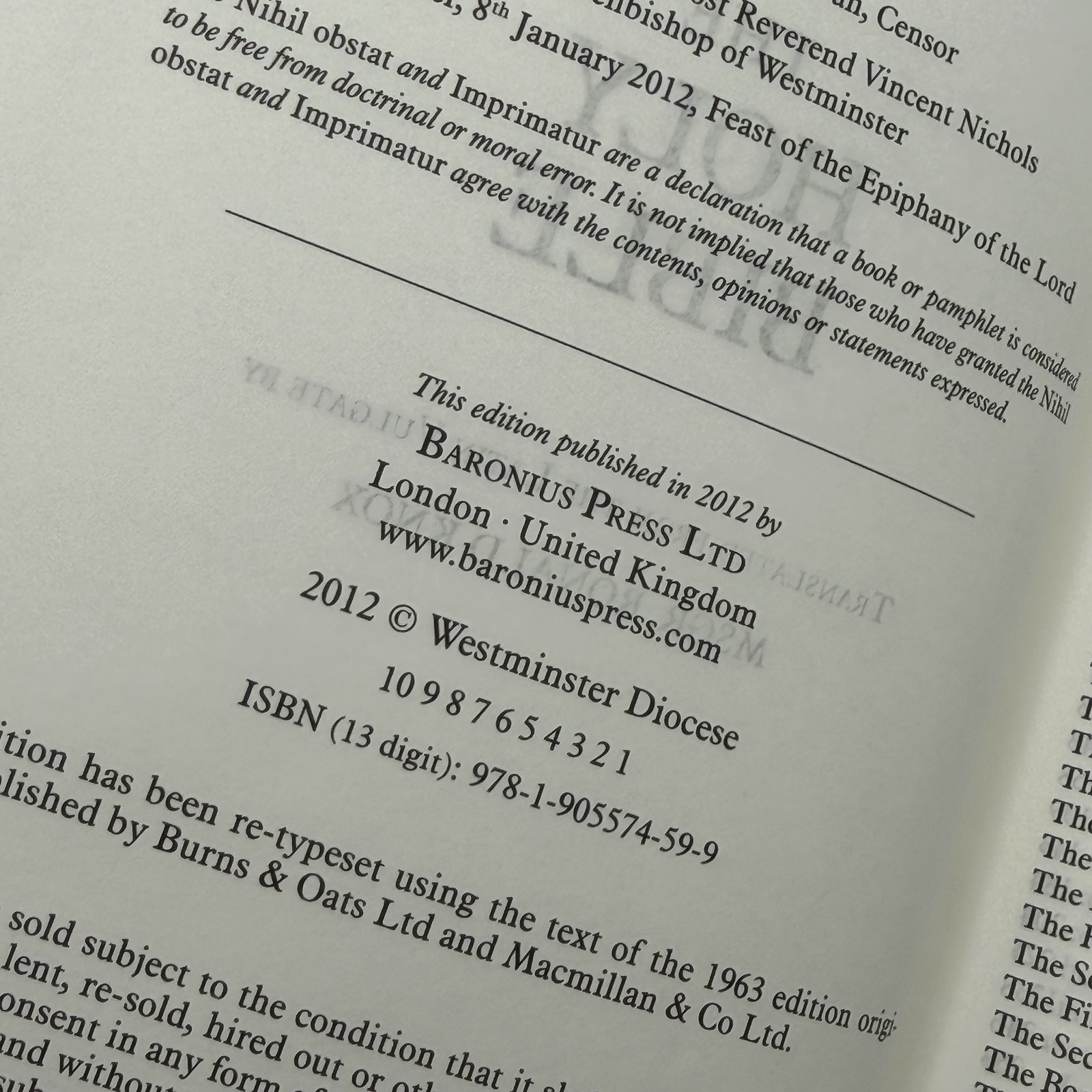 The Holy Bible Knox Version Baronius Press Hardcover 2012 Gilt Edges