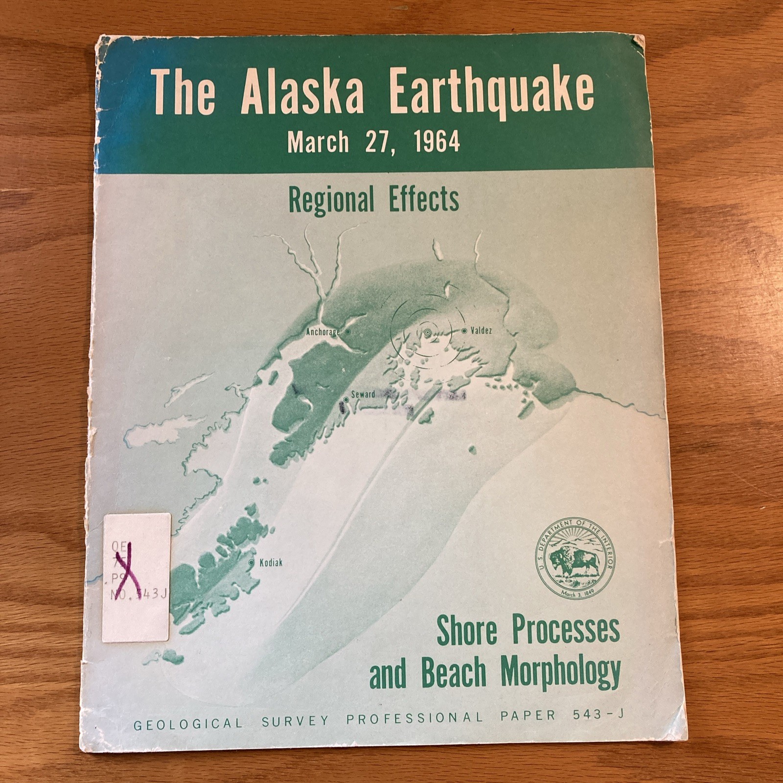 The Alaska Earthquake Mar 27, 1964: Geological Survey Professional Paper 543 – J