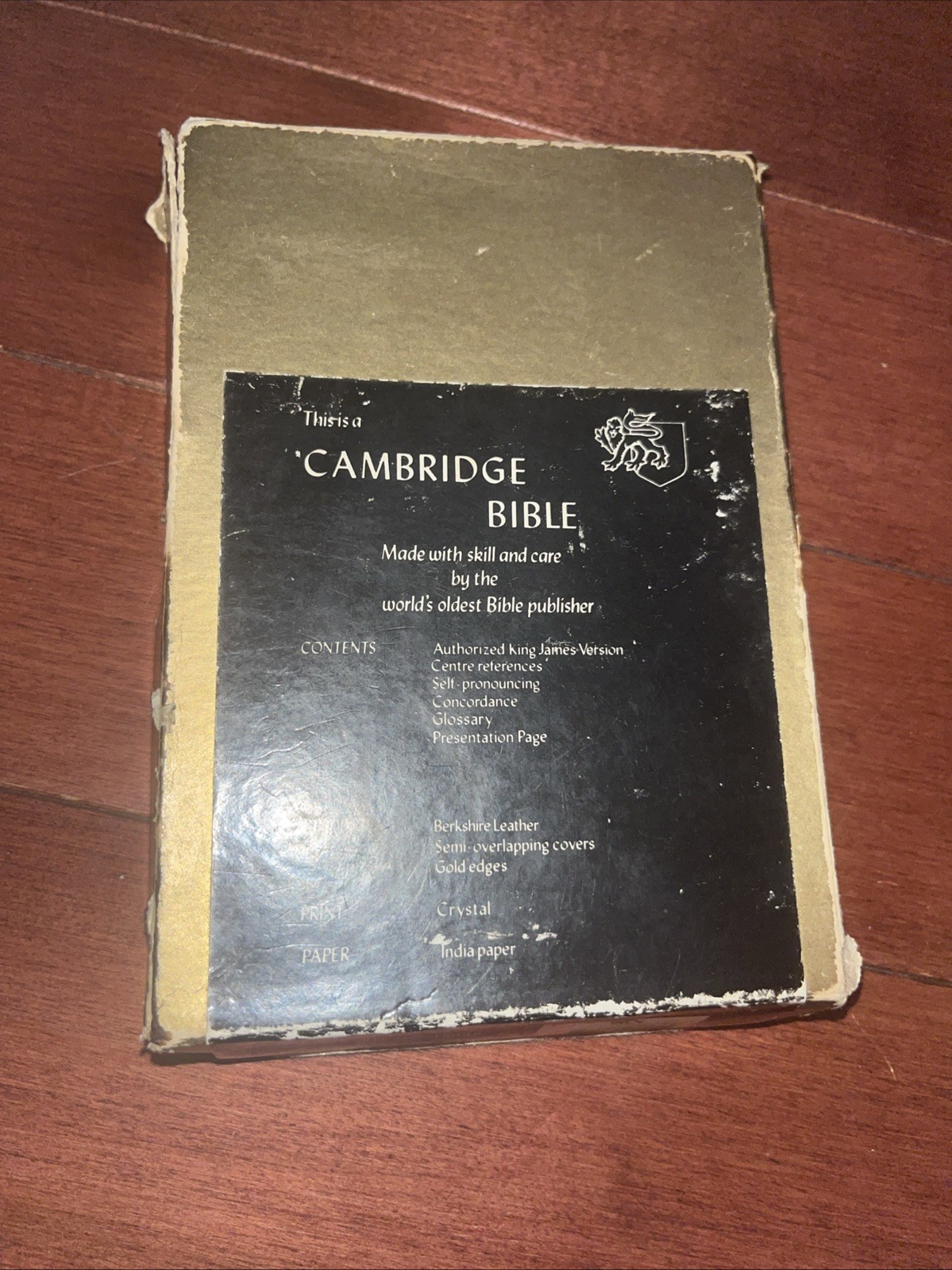 Vintage Cambridge Concord Bible KJV Genuine Berkshire Leather Gold Edges Crystal
