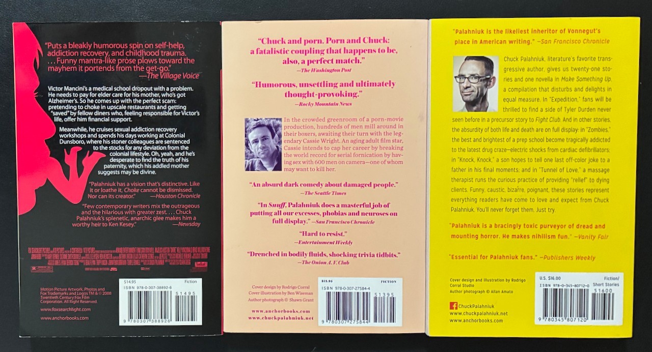 Chuck Palahniuk Snuff SIGNED 1st Printing + Choke + Make Something Up PB Lot VG+