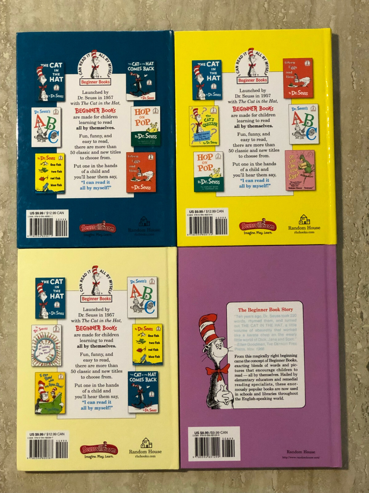 Dr Seuss, Set of 4 Books, The Cat in the Hat & More,9-1/4 X 7, See Description