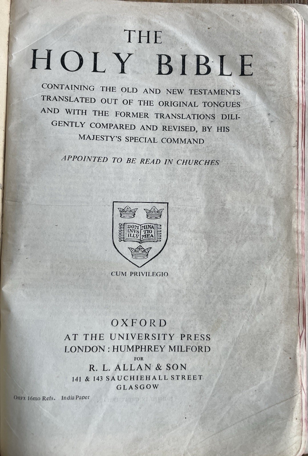 Very Rare Vintage RL Allan Oxford University Press KJV Onyx Bible Hardcover