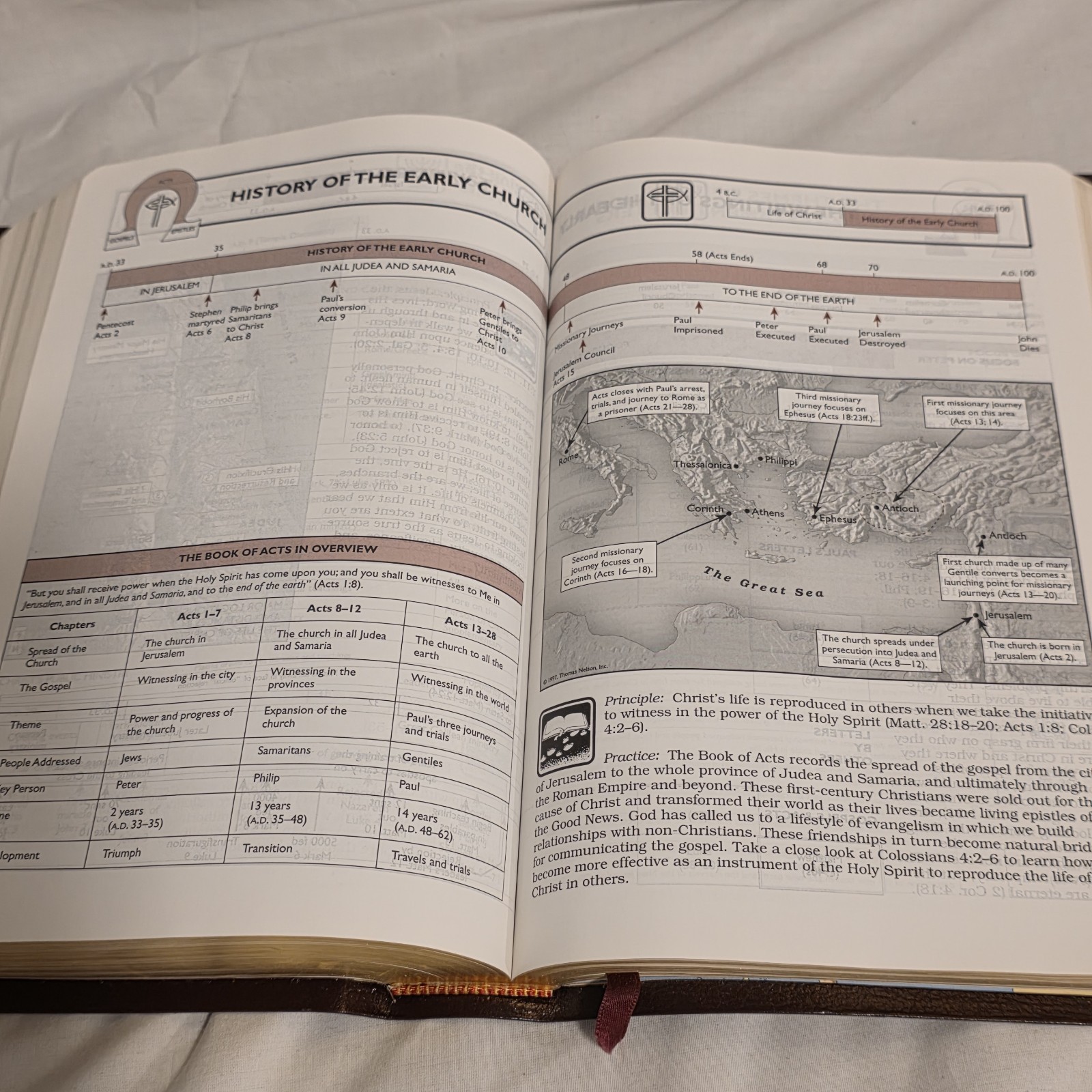 Holy Bible Open NKJV Red Letter Nelson 1982 Bonded Leather Christian