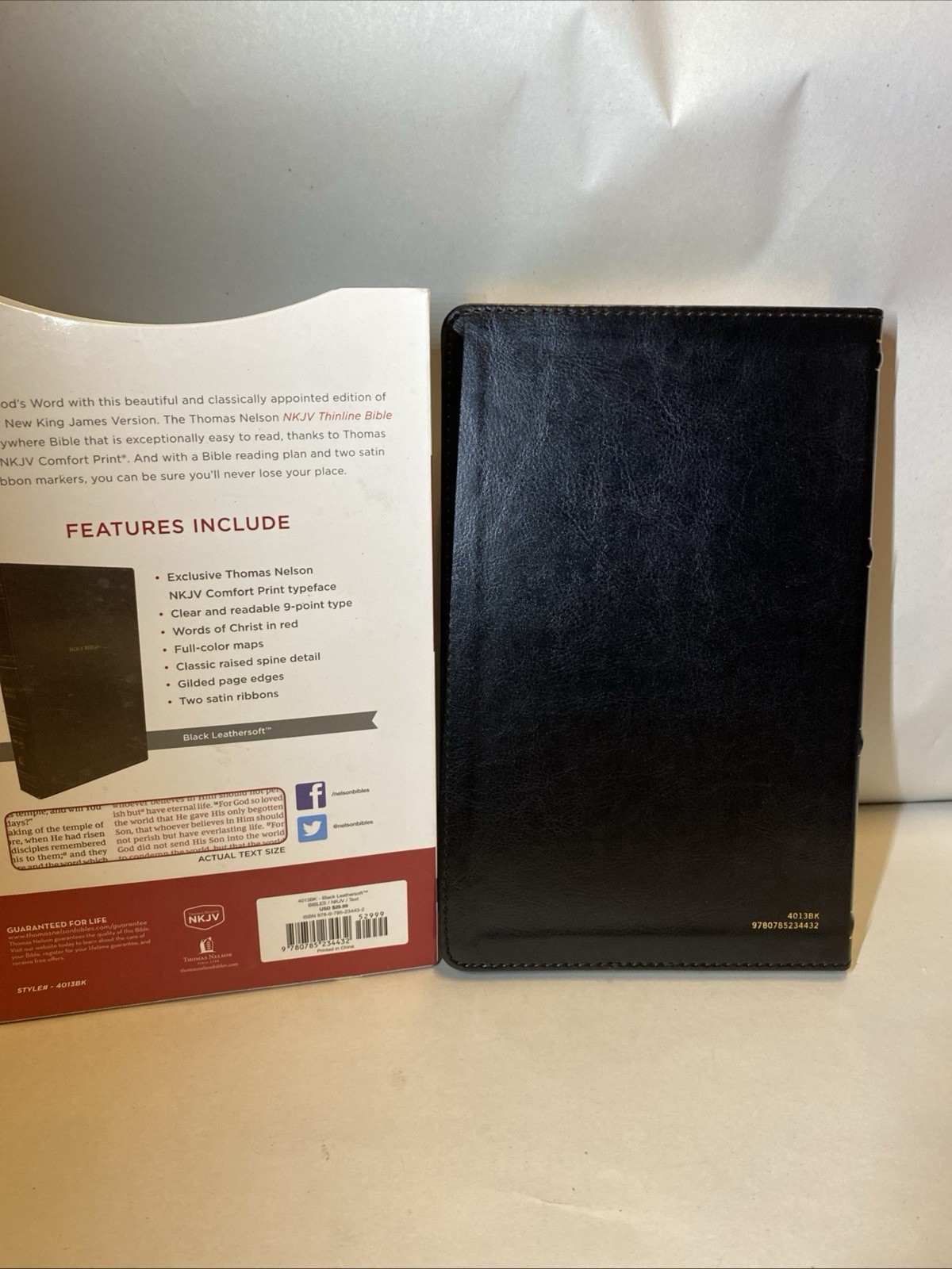 Nkjv, Thinline Bible, Leathersoft, Black, Red Letter Edition, Comfort Print: