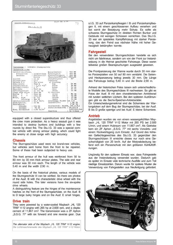 Nuts & Bolts Vol. 44 15 cm sIG 33 auf Fgst. Pz.Kpfw. II, IiI New Free Shipping