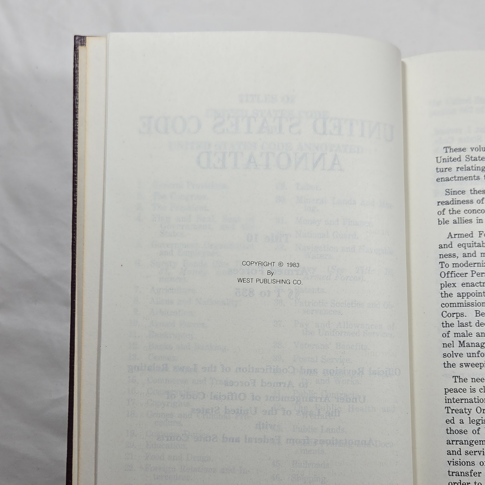United States Code Annotated Title 10 Armed Forces West Publishing Co. Hardcover