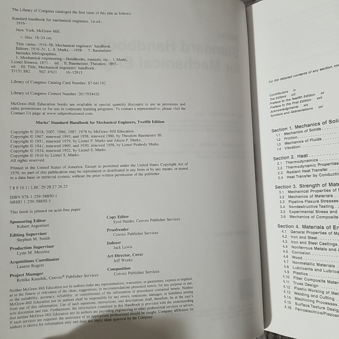 Marks’ Standard Handbook for Mechanical Engineers 12th Edition Sadegh Worek