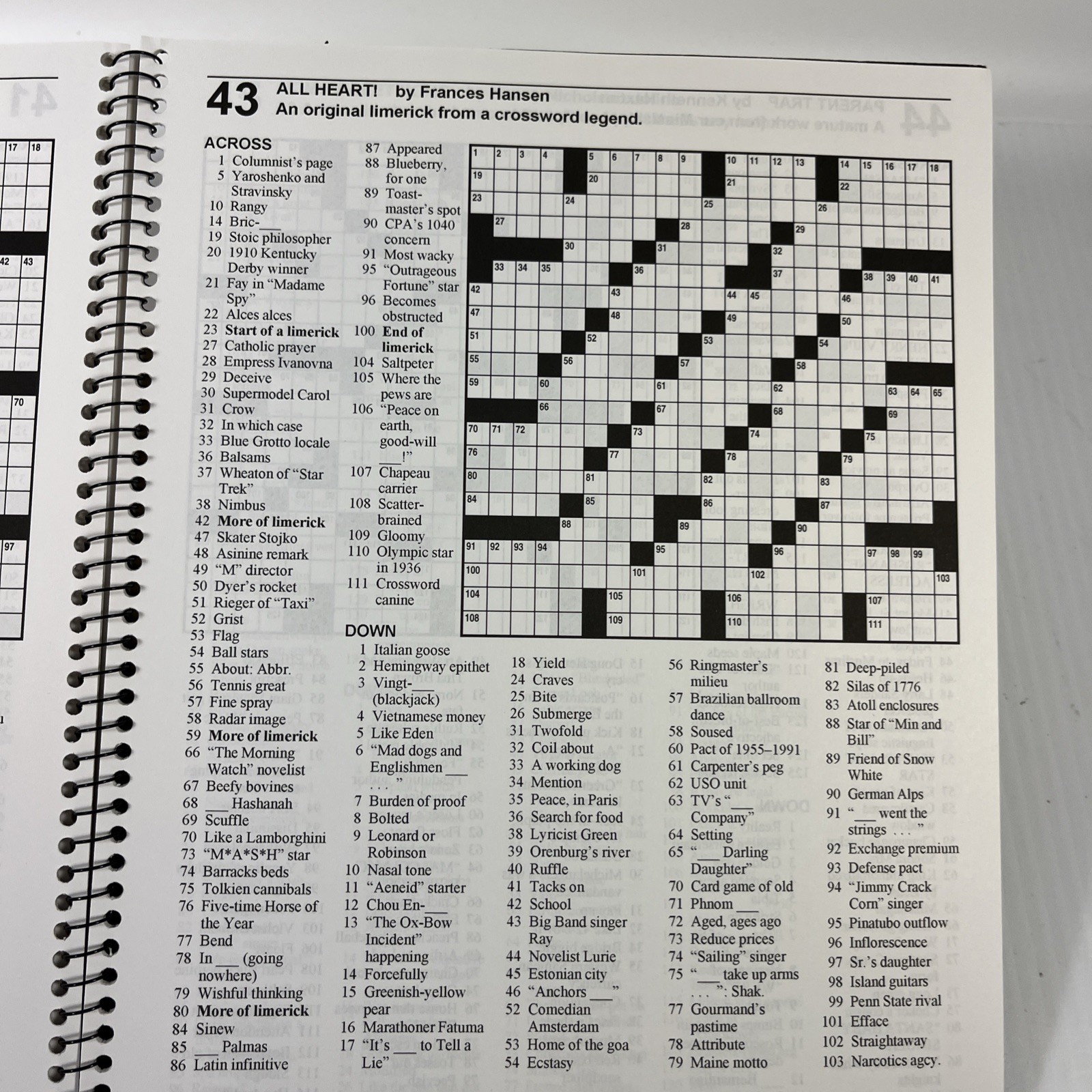 Simon & Schuster Crossword Puzzle Book By John M. Samson Spiral Bound 1997