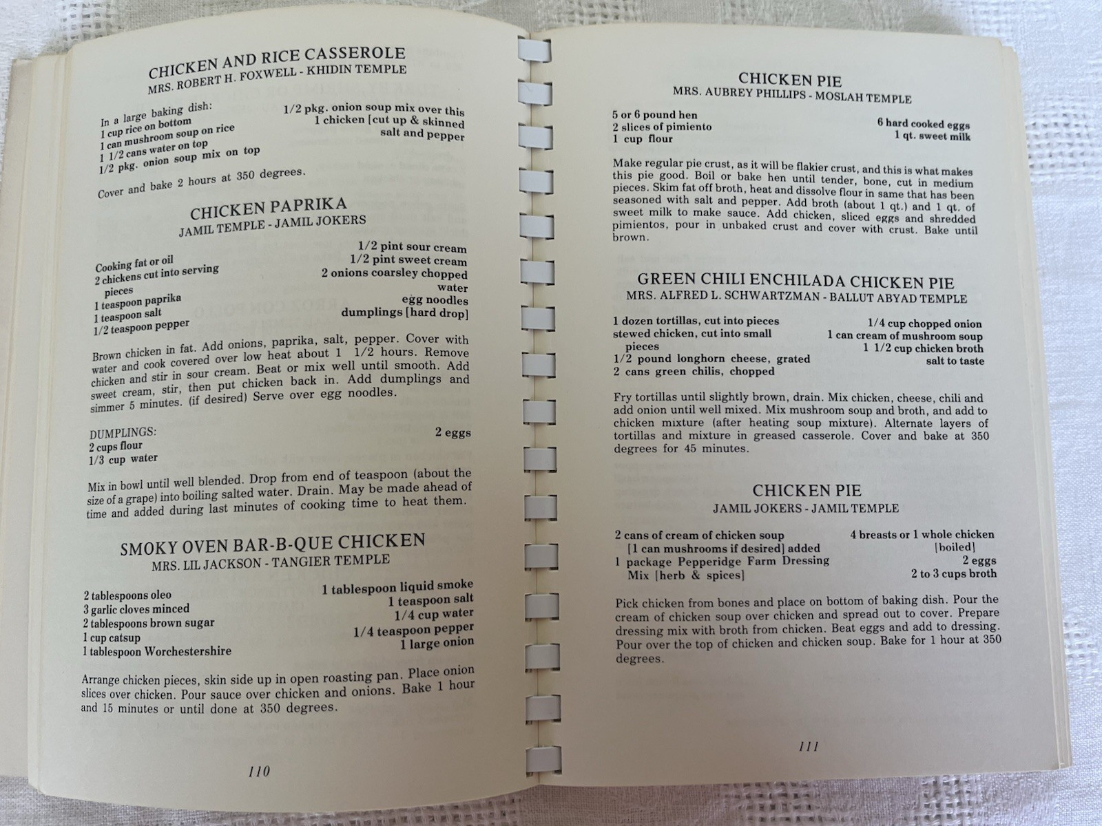 Shrine Recipes of North America 1973-74 Cookbook Spiral Bound 400 Pages