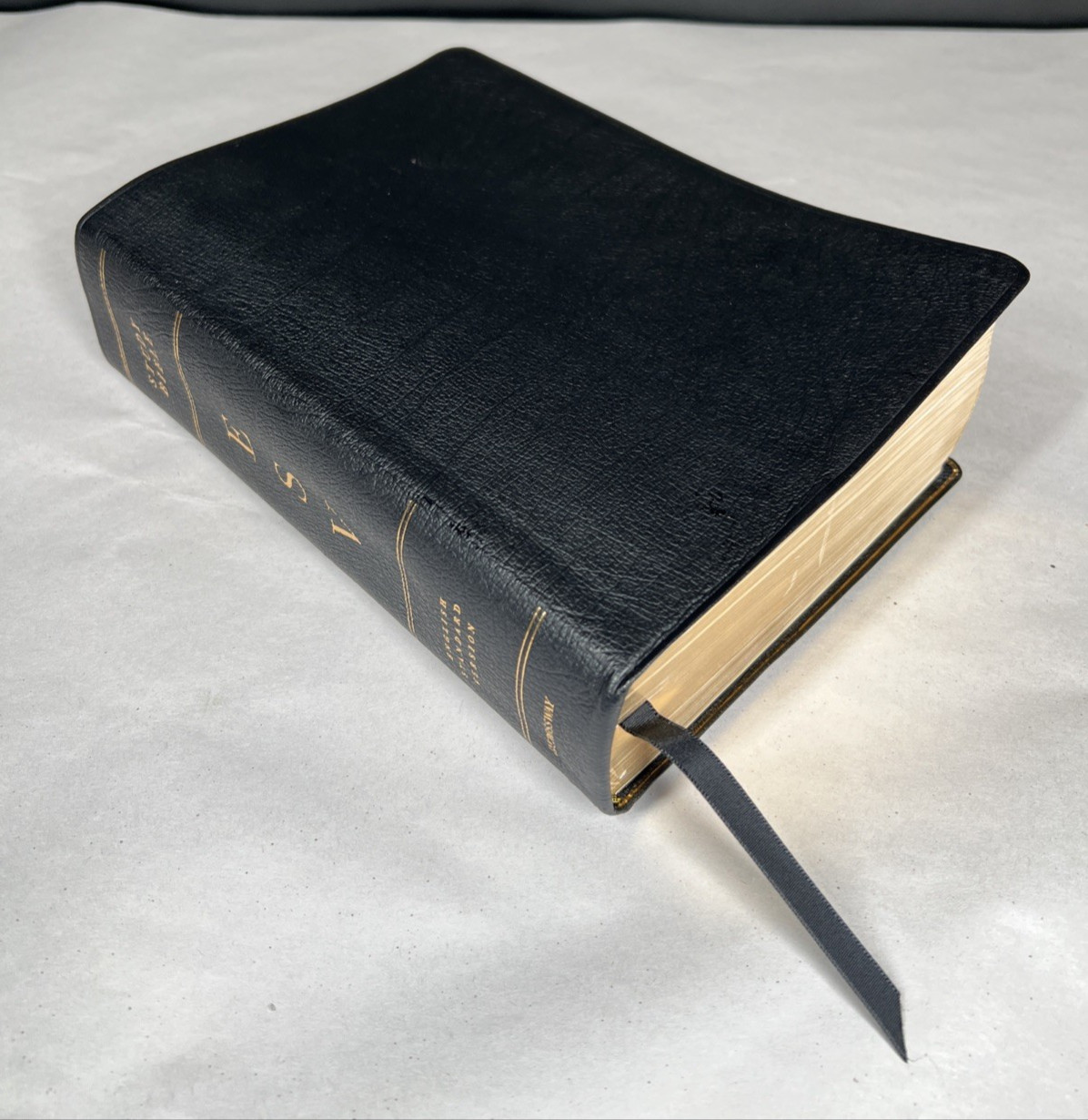 ESV Study Bible Large Print Genuine Black Leather Crossway Gilt Edges