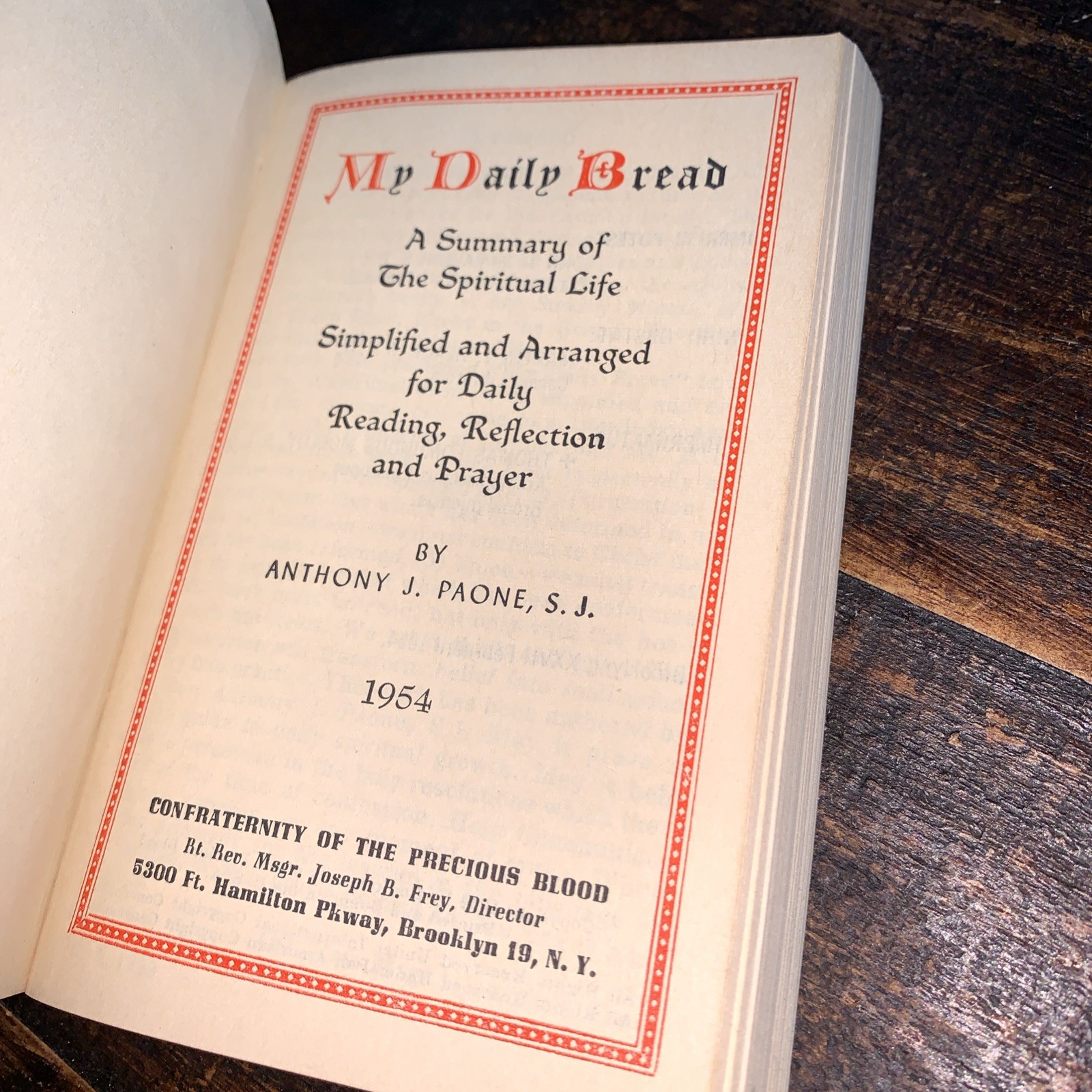 VINTAGE My Daily Bread Anthony J Paone/1954 Confraternity of the Precious Blood