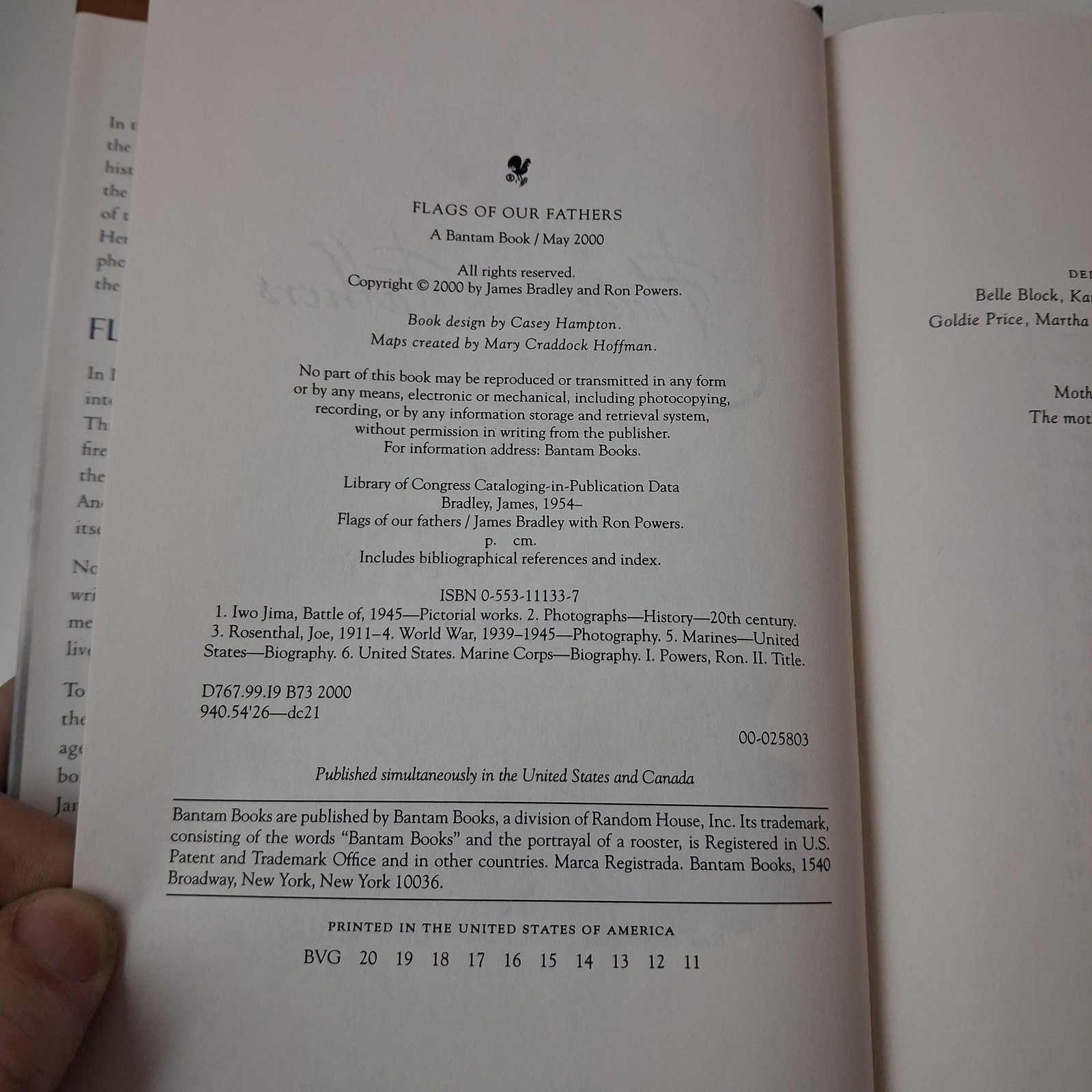 Flags Of Our Fathers James Bradley Ron Powers Bantam Blue Hardcover DJ 2000 USA