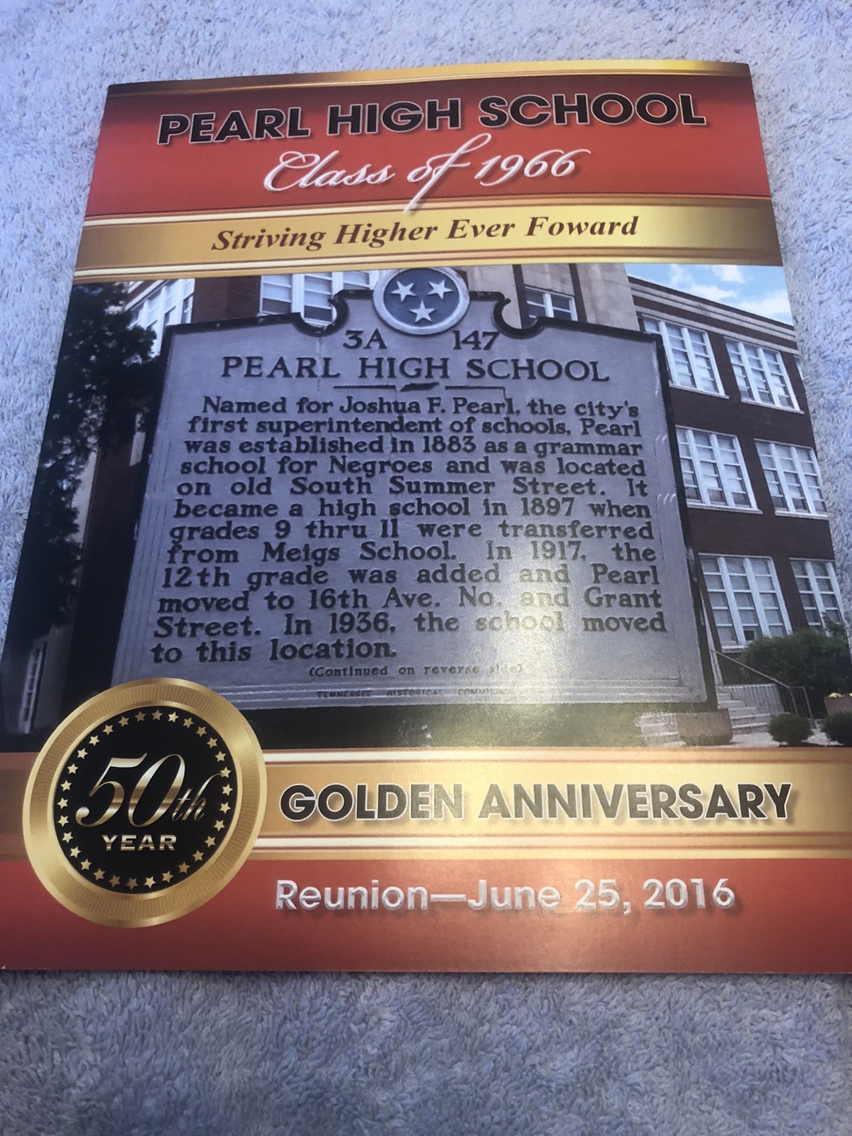 50th High school REUNION Pearl High School Nashville 2016 Program Book