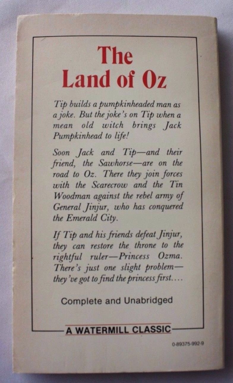 THE LAND OF OZ Watermill Classic L. Frank Baum 1983 ed. PB 189 pages.