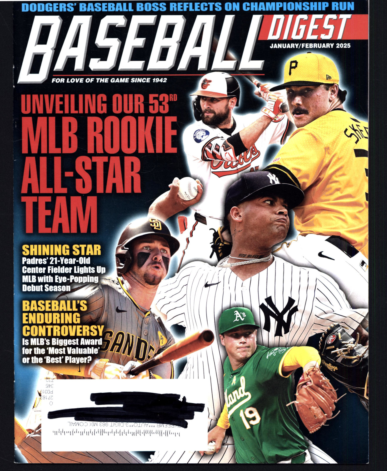 BASEBALL DIGEST 2025 JAN./FEB 53RD MLB ROOKIE ALL-STAR TEAM