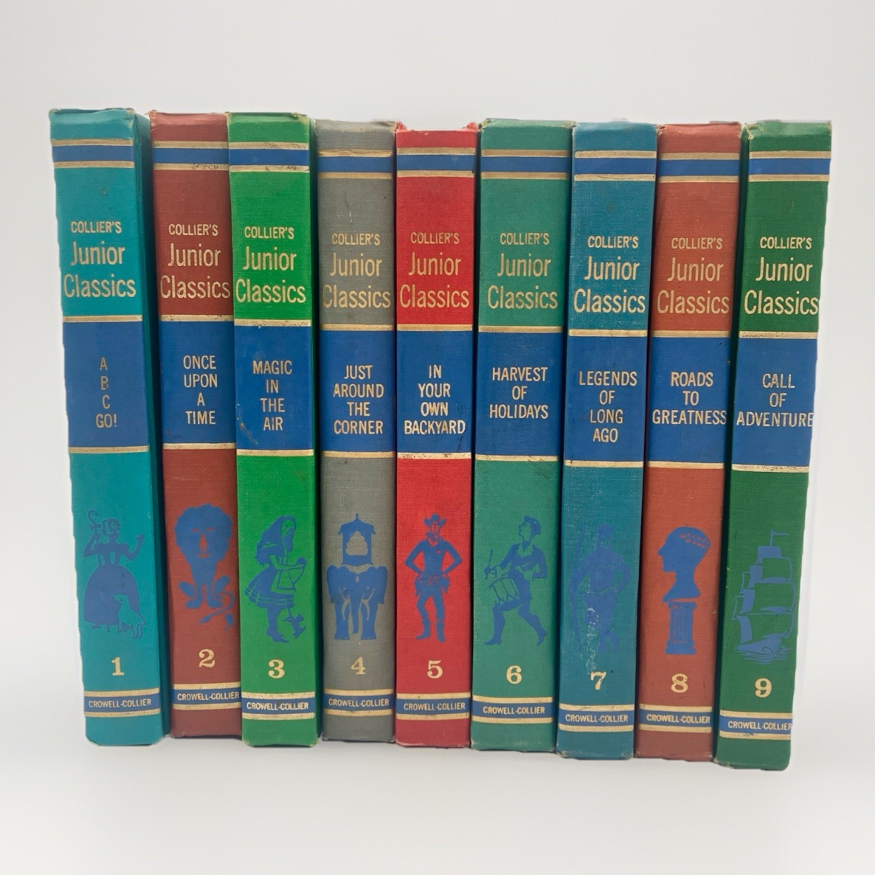 Vintage Collier Junior Classics Books 1-9 Set 1962 Kids Illustrated Decor