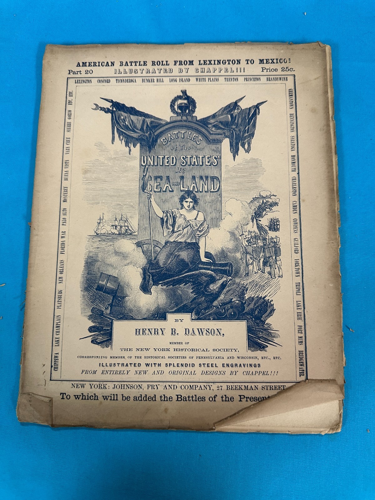 RARE 26-Part 1850s AMERICAN BATTLE ROLL FROM LEXINGTON TO MEXICO by Henry Dawson