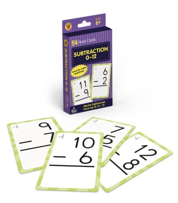 Brighter Child Subtraction 0-12 Flash Cards, 54 Cards ~ Grades 1-3, Age 6+ NEW