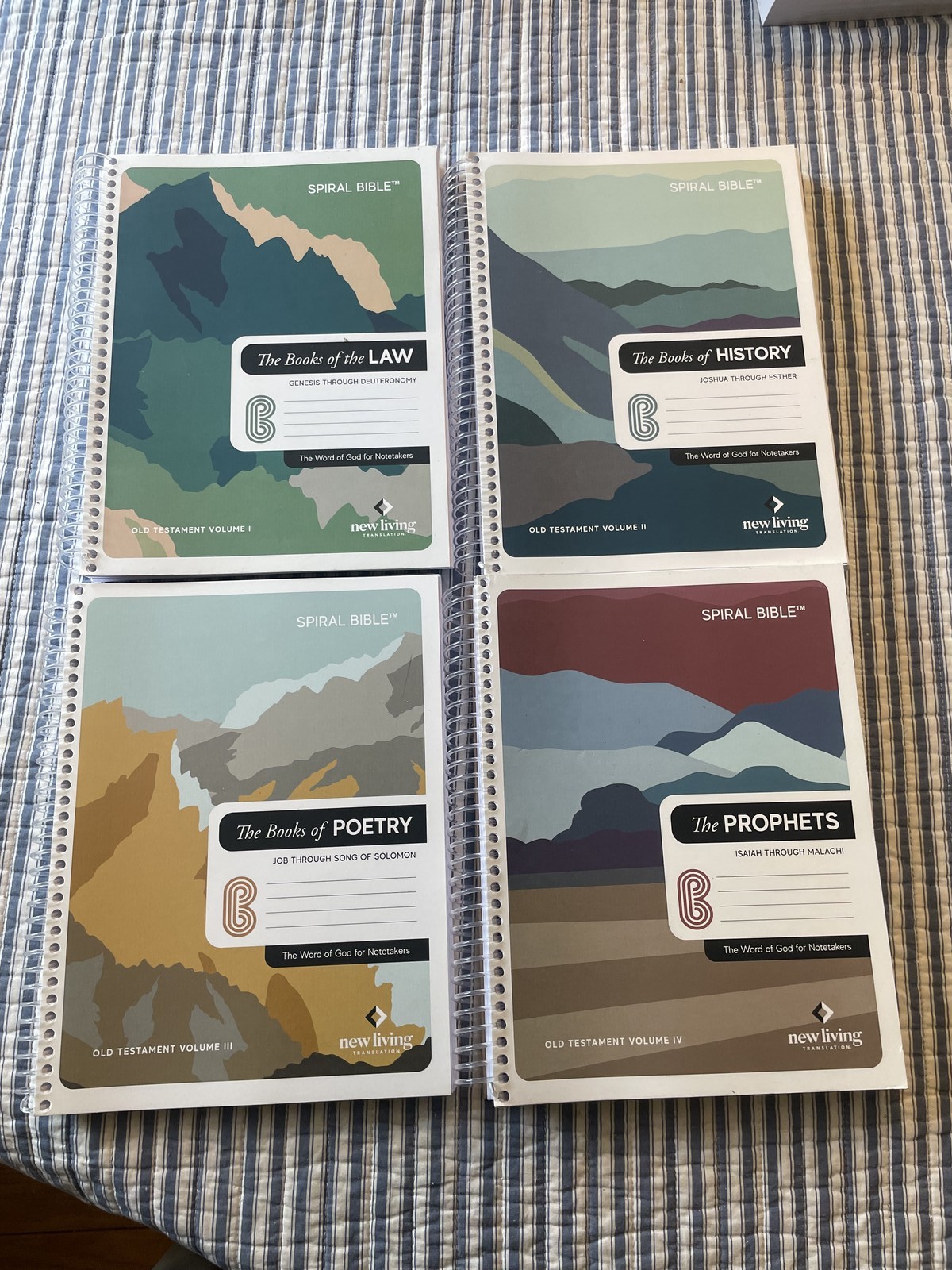 Spiral Bible New Living Translation Old Testament Volumes I-IV Set Notetakers