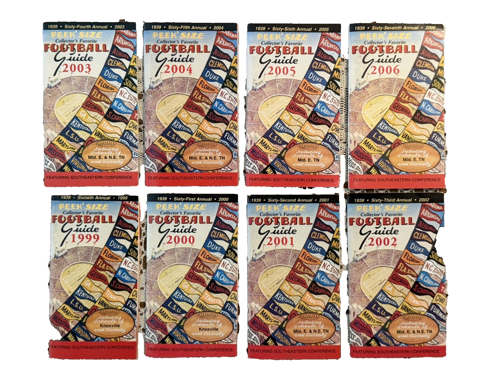 Lot Of 16 PEEK SIZE Football Guide SEC Misc. Years from 1987 to 2006 NCAA