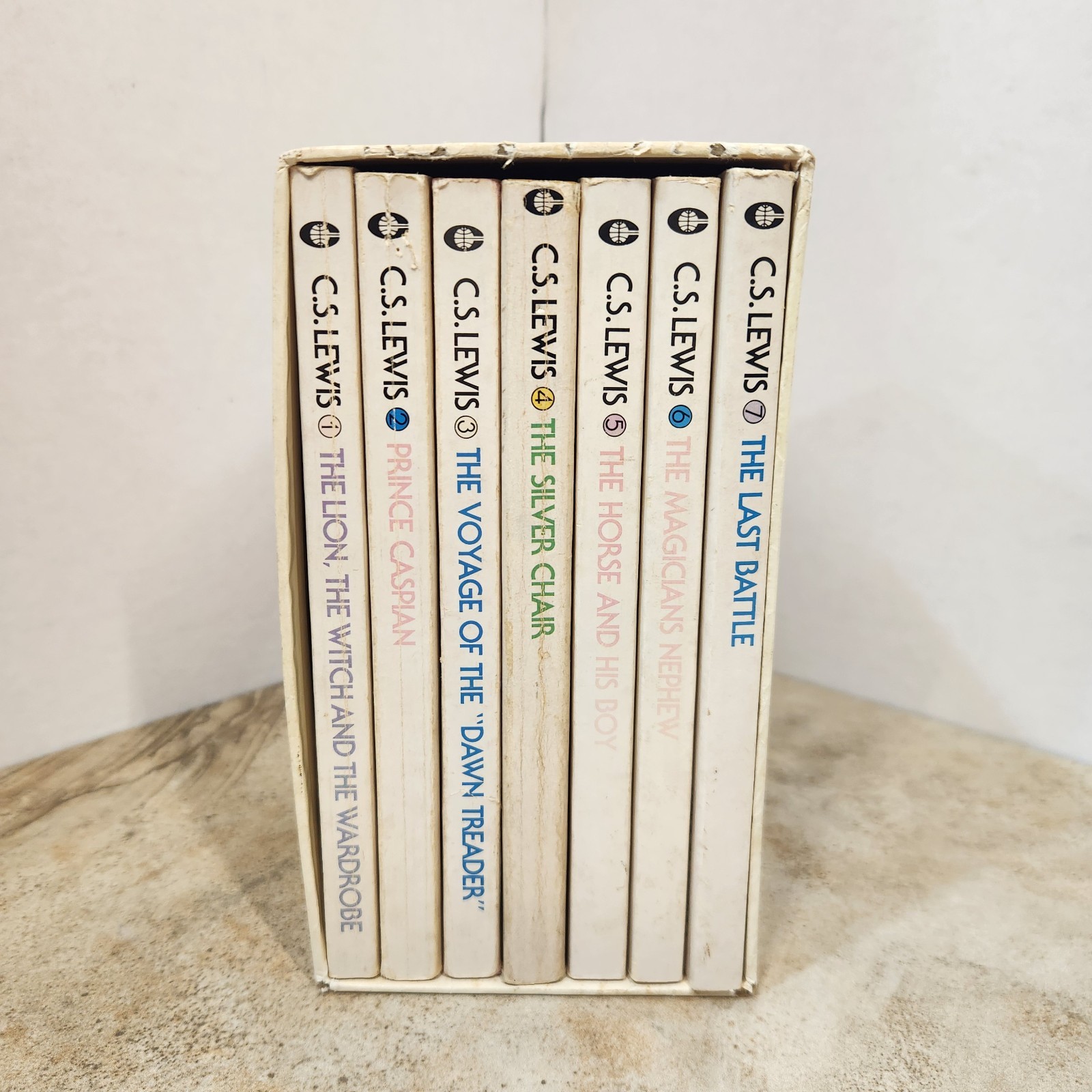Vintage 1970s Chronicles of Narnia Box Set Complete 7 Books Collier C.S. Lewis
