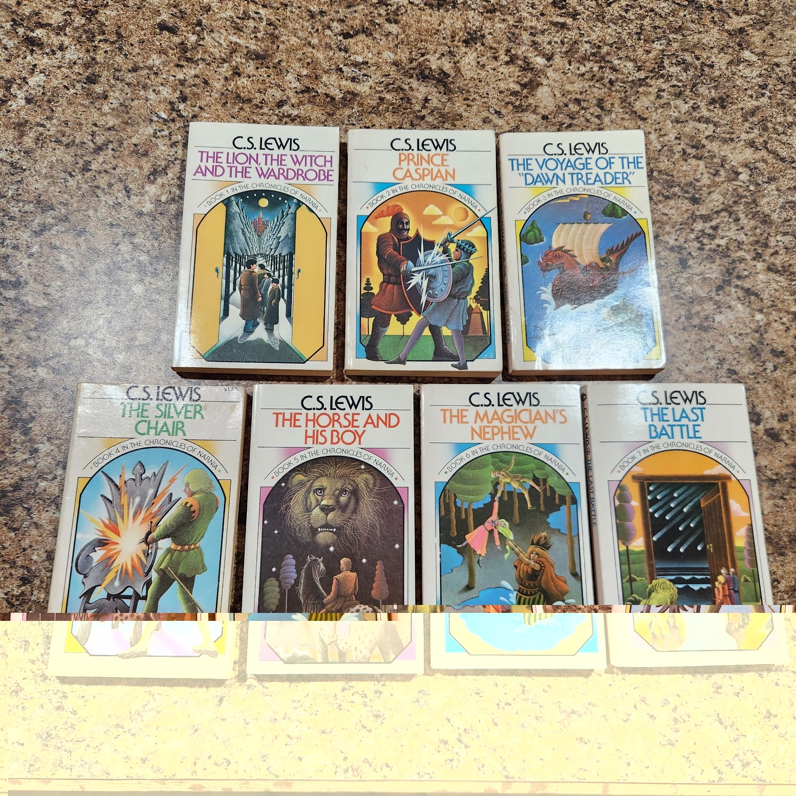 Vintage 1970s Chronicles of Narnia Box Set Complete 7 Books Collier C.S. Lewis