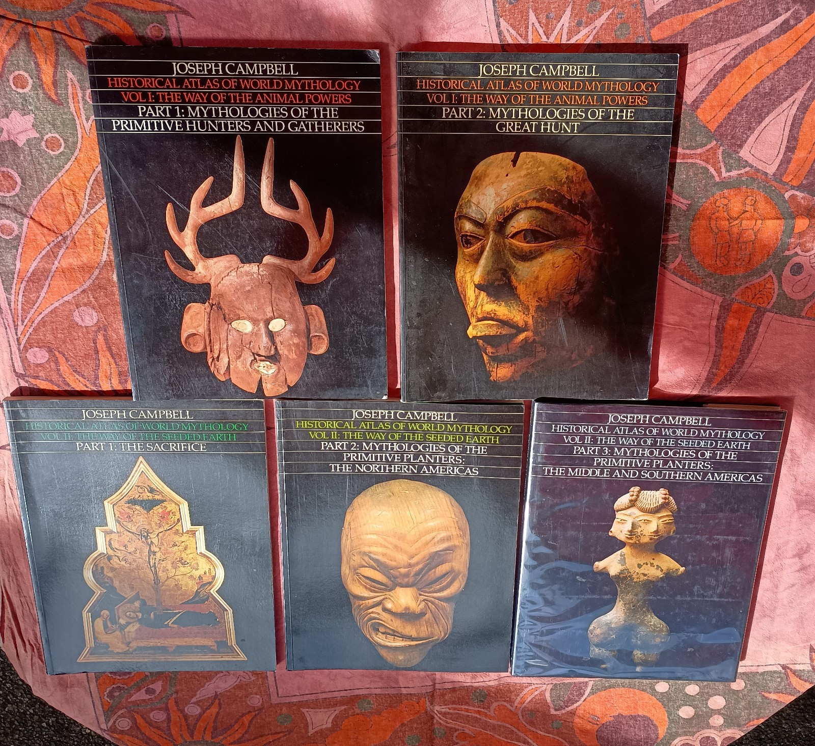 Lot of 5 Joseph Campbell HISTORICAL ATLAS OF WORLD MYTHOLOGY 5 Books