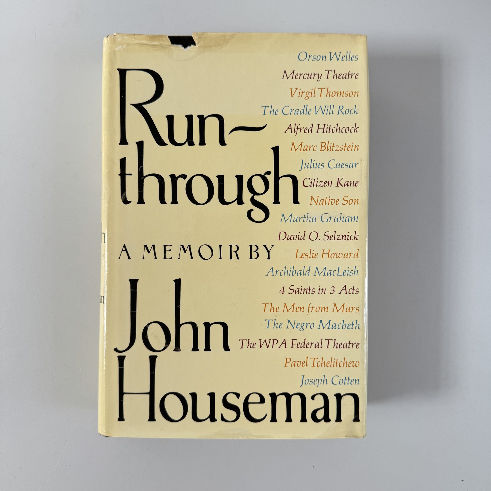 Run-Through – John Houseman 1972 Second Printing Simon and Schuster Memoir