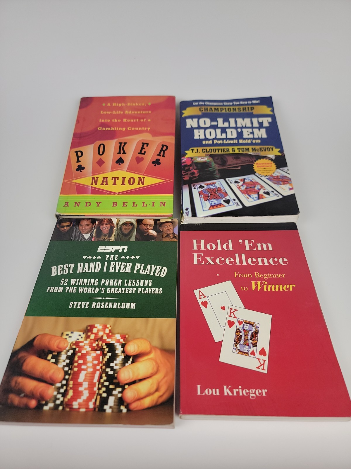 Poker Book Lot Texas Hold Em Strategy Andy Bellin Lou Krieger ESPN 4 Books