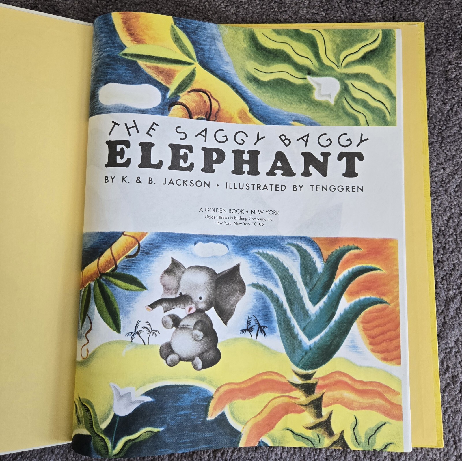 2 Giant Little Golden Books, Saggy Baggy Elephant, Tawny Scrawny Lion, 13.5×16″