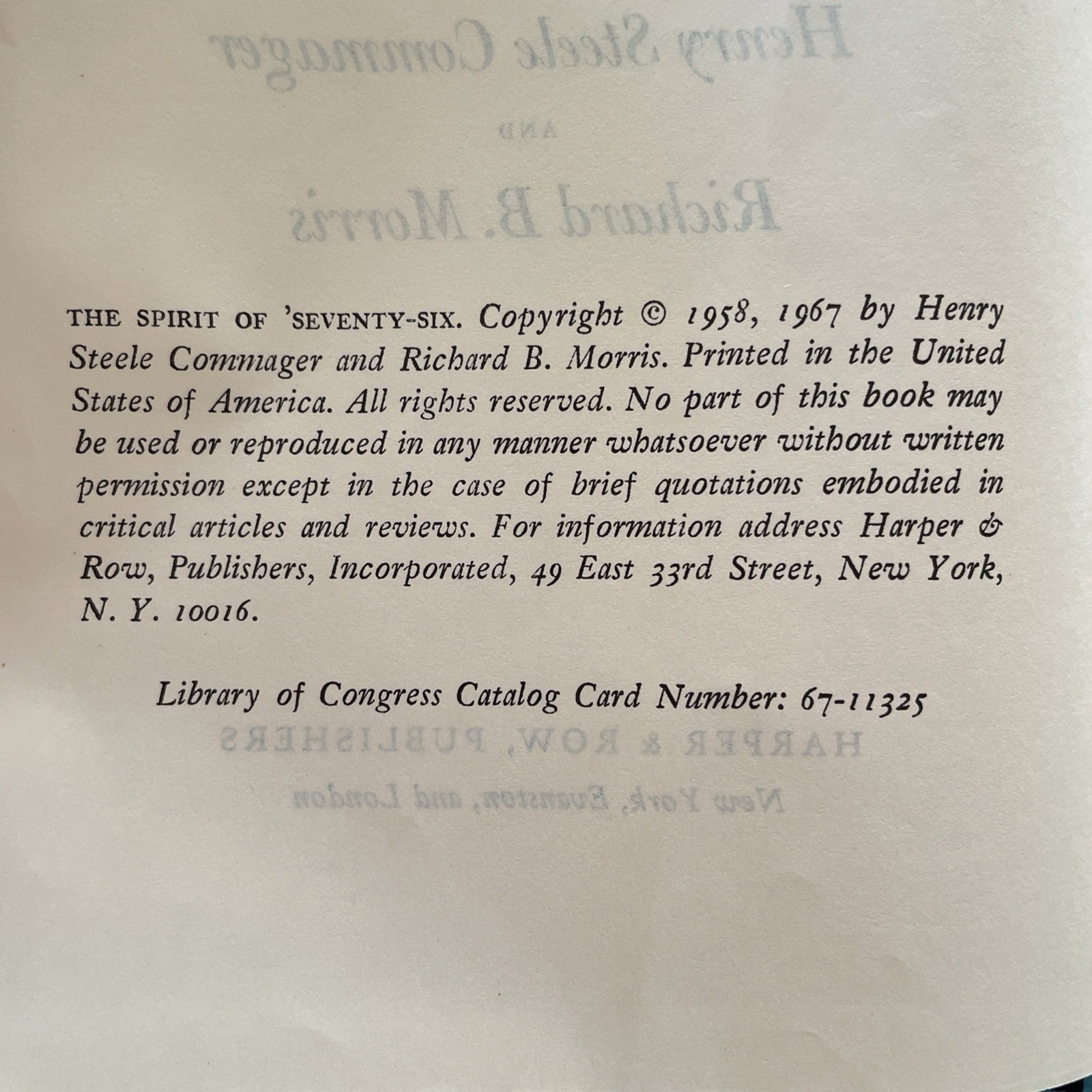 The Spirit of ‘Seventy-Six by Henry Commager & Morris (1967, Harper & Row HCDJ)