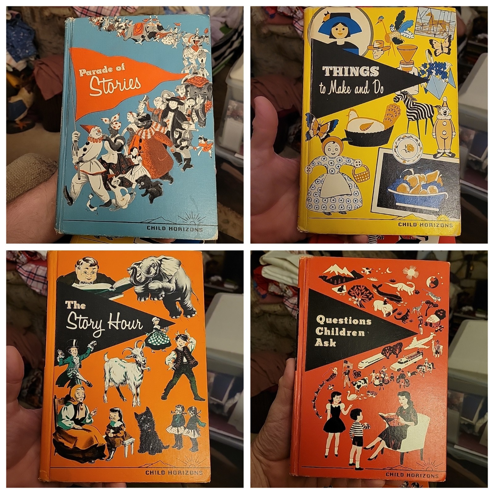 Vintage 1950s Child Horizons Books Lot Set 4 Illustrated Children’s Series