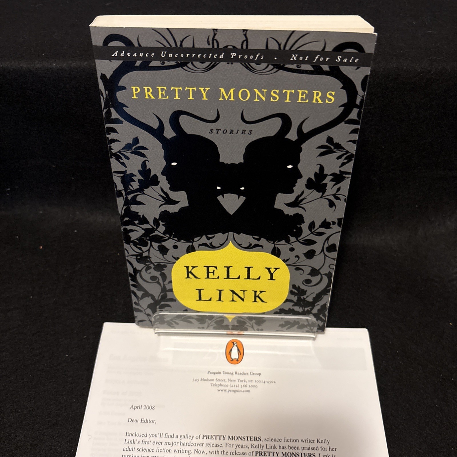 PRETTY MONSTERS: STORIES By Kelly Link advanced reader with letter