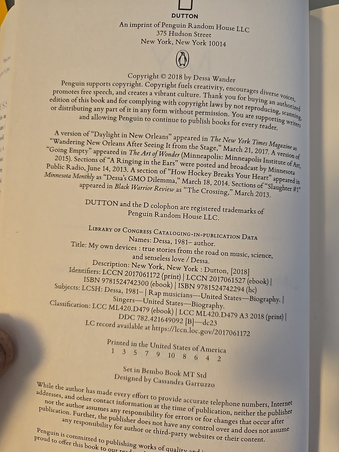 Signed /My Own Devices:Stories from the Rd on Music,Science,Senseless Love HC DJ