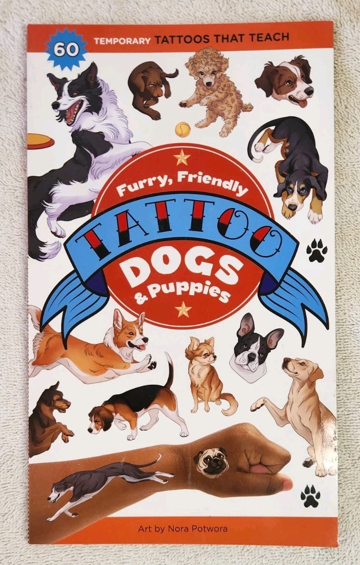 NEW Storey 60 Temporary Tattoos Furry, Friendly Tattoo Dogs & Puppies