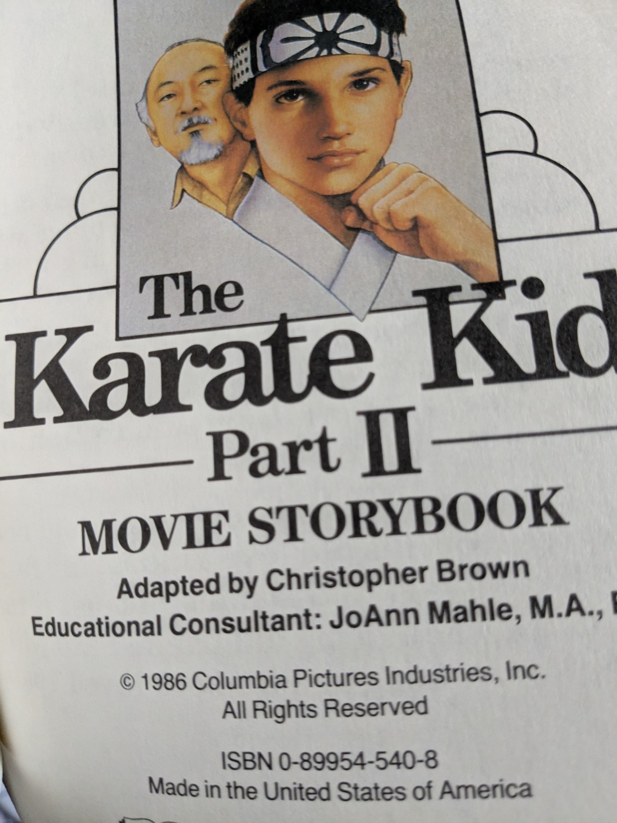 1986 – The Karate Kid Part II Movie Storybook w/ stickers – Christopher Brown
