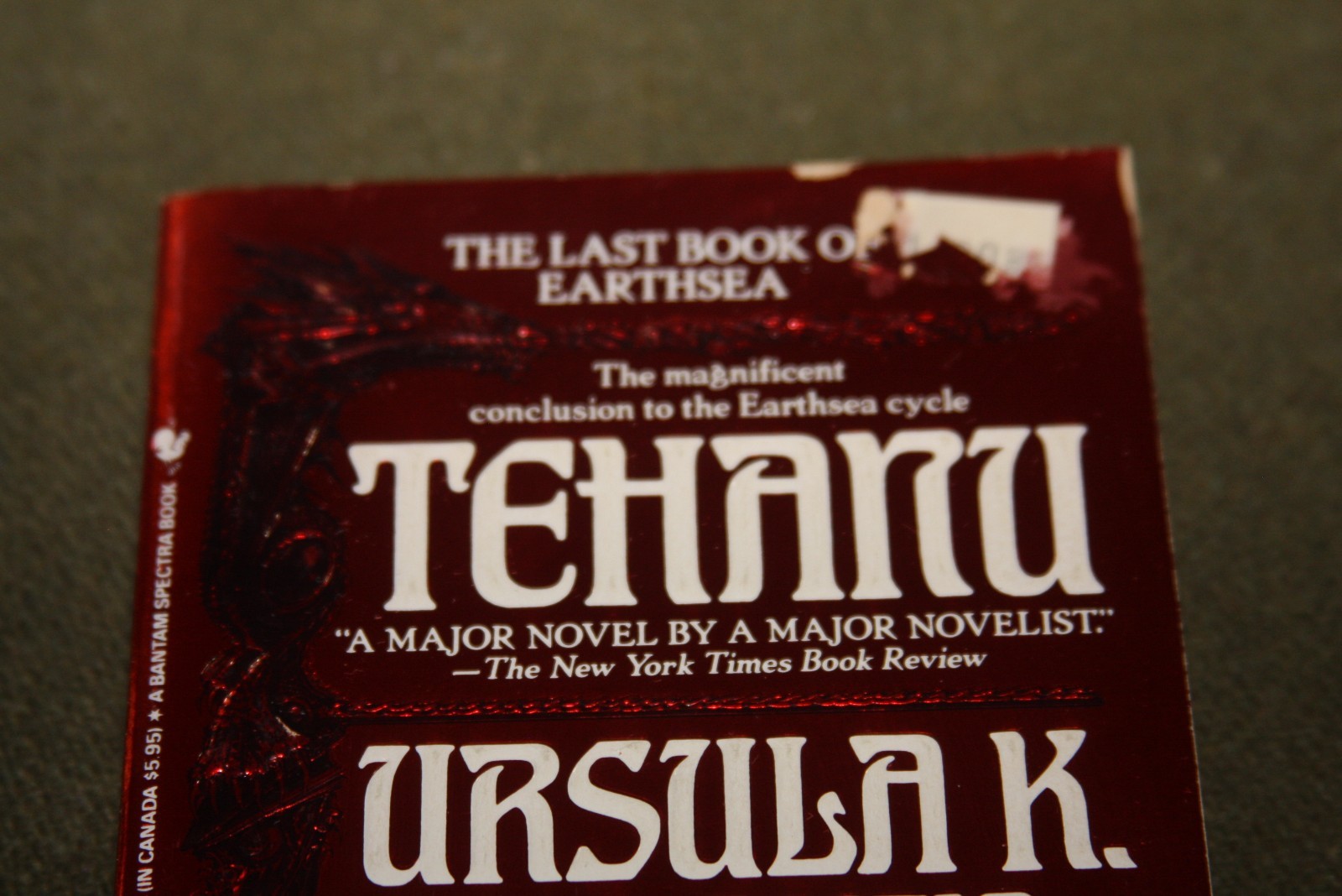 Tehanu by Ursula K. Le Guin 1991 PB 1st Print Bantam Fantasy w/ Embossed Cover