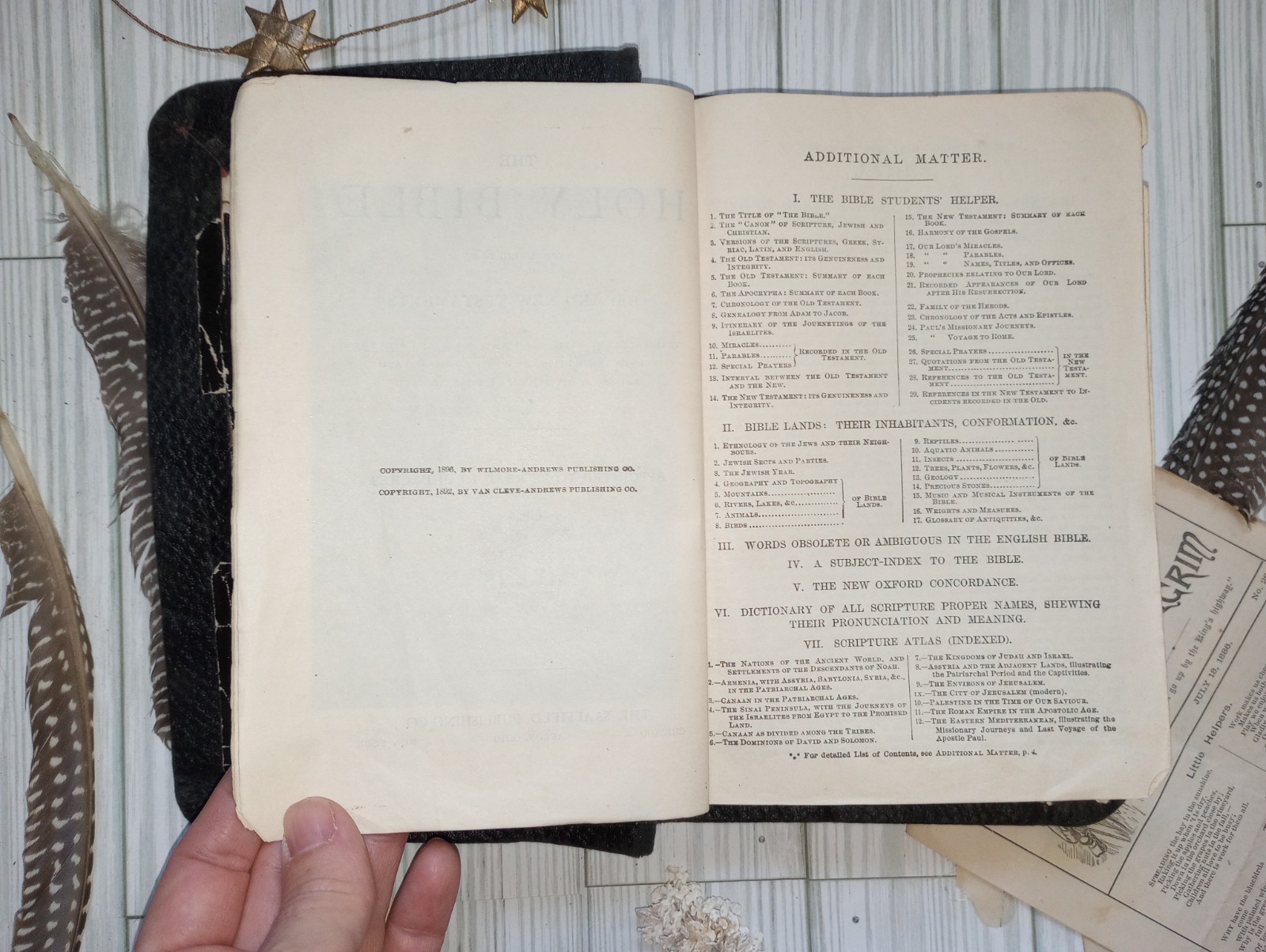 1896 Holy Bible S.S. Teachers Edition Antique Leather Saalfield Family Records