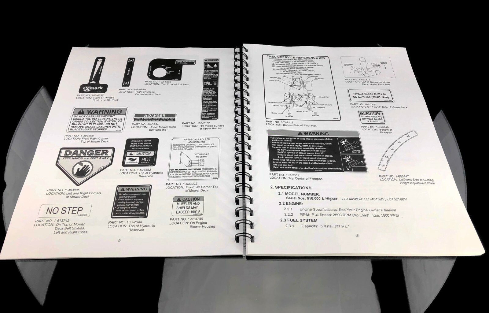 eXmark Lazer CT Operators Manual & Part List Diagrams Schematics LCT4418BV